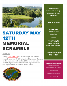 Saturday May 12th memorial scramble